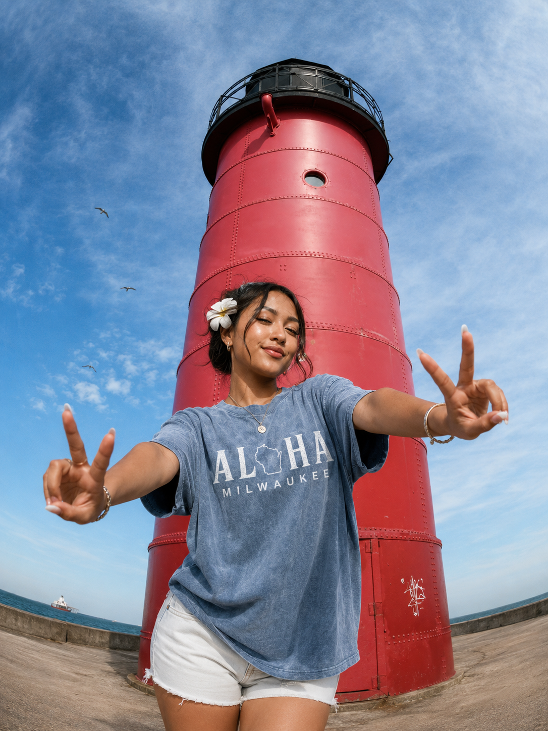 Aloha Milwaukee Vintage Snow Wash Oversized Tee (island blue)