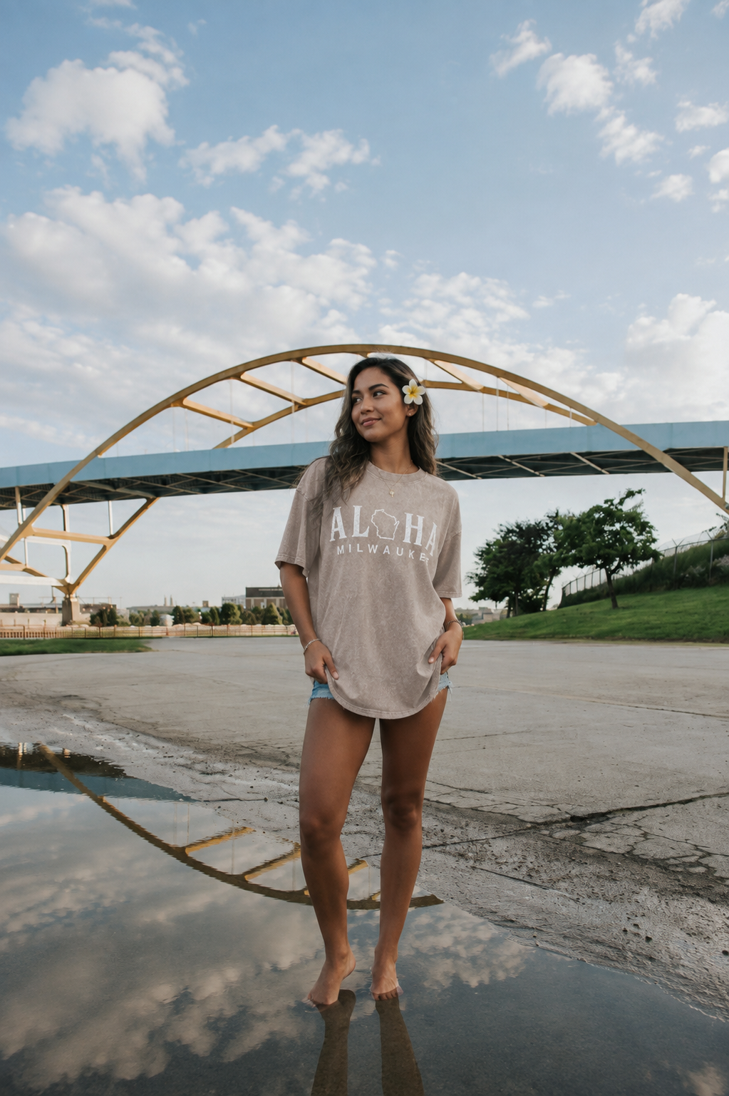 Aloha Milwaukee Vintage Snow Wash Oversized Tee (driftwood)