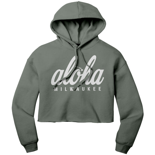 Aloha Milwaukee Cropped Hooded Sweatshirt (military green)