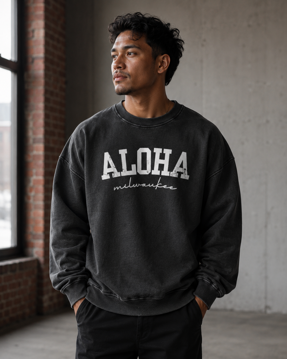 Aloha Milwaukee Vintage Wash Sweatshirt (black)
