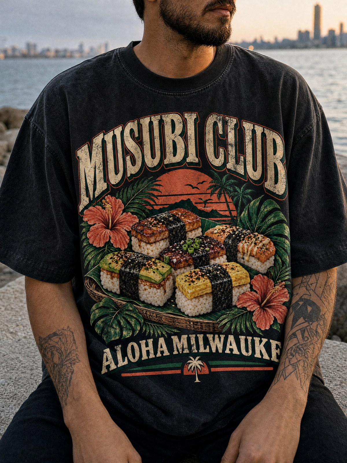 Musubi Club Tee Vintage Washed (black)