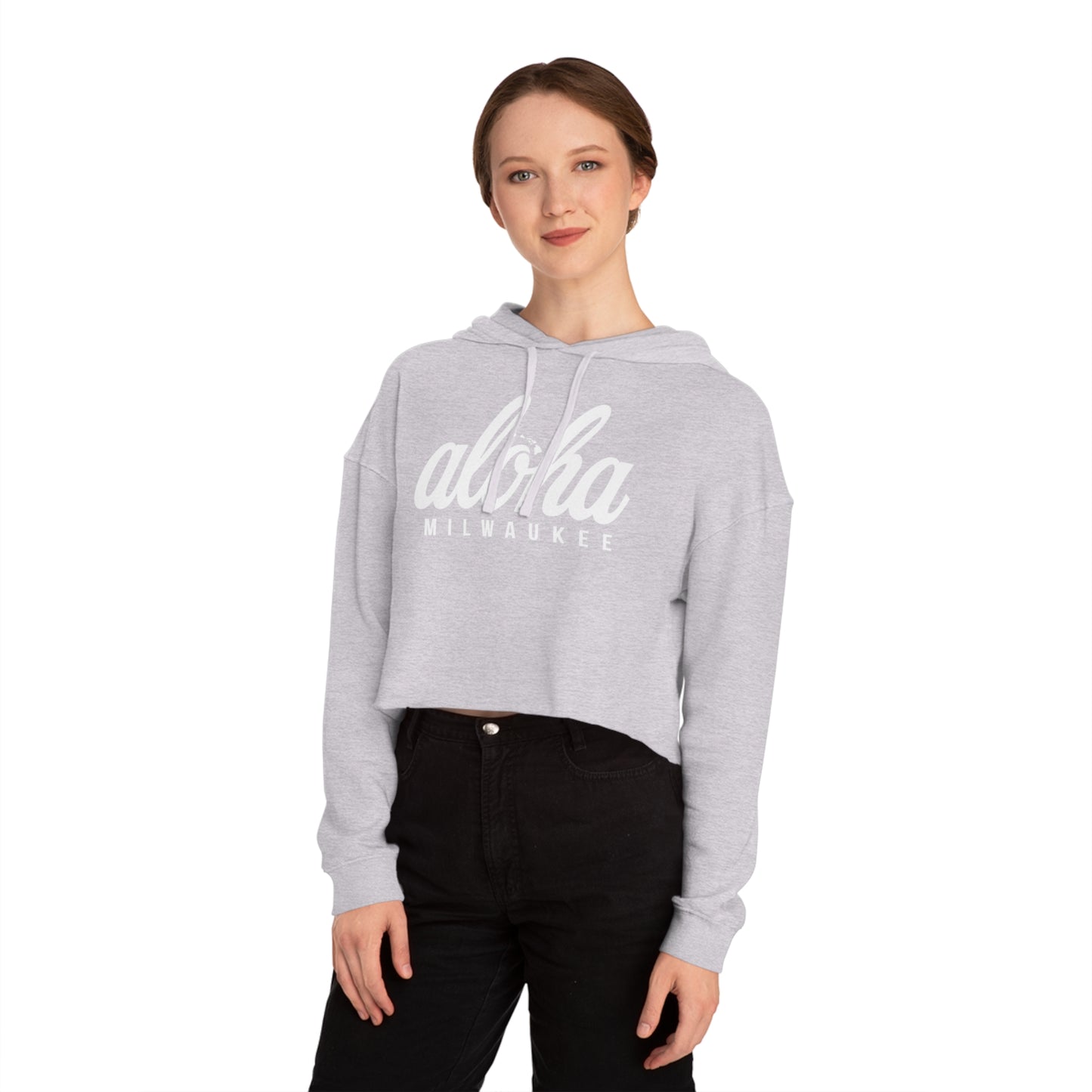 Aloha Milwaukee Cropped Hooded Sweatshirt (grey)